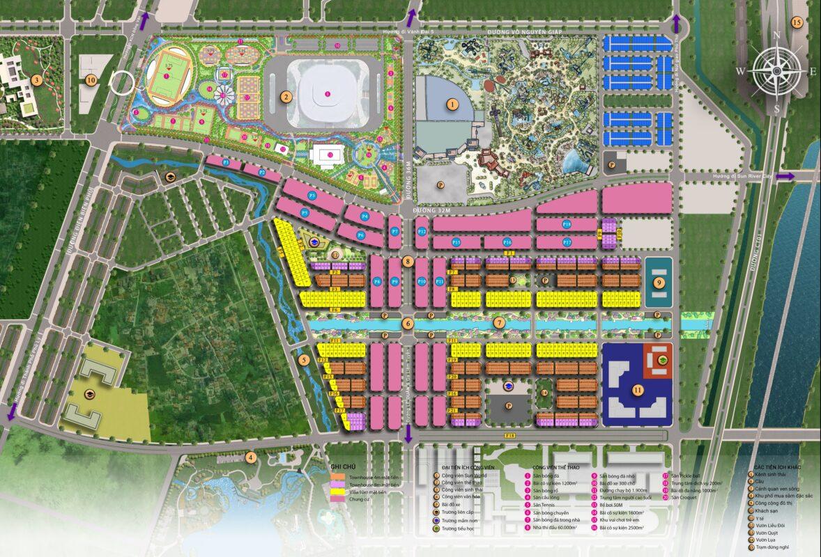 MẶt bằng phân khu thấp tầng Sun Urban City GĐ2