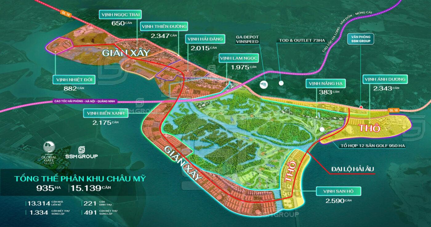 Tổng thể Phân khu Châu Mỹ Vinhomes Hạ Long Xanh