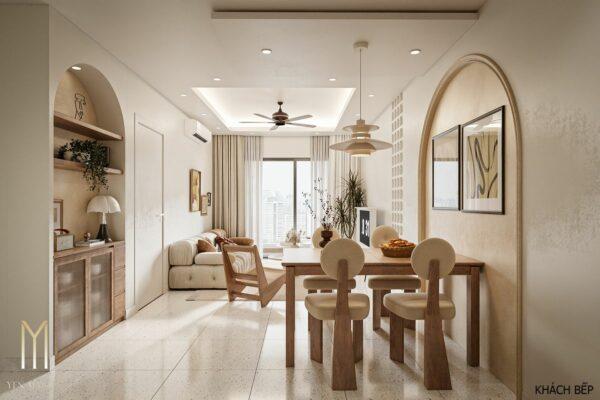 Thiết kế nội thất căn hộ phong cách Japandi ấm cúng